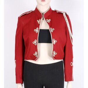 L Vintage 50s Ostwald Uniforms Red Wool Marching Band Cropped Bolero Jacket